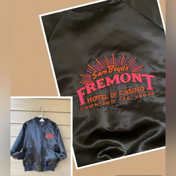Vintage West Ark Sam Boyd Fremont Hotel & Casino Men's LBlack Bomber Jacket
